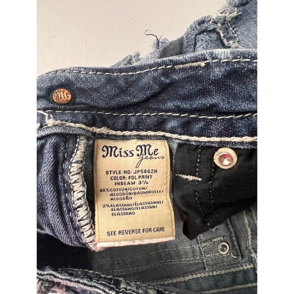 Miss Me Women's Denim‎ Shorts Size 27 Frayed Hem Bling Style JP5842H - Picture 5 of 10